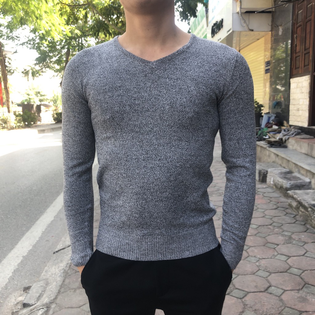 Áo len nam cổ tim sợi pha cotton - Xưởng Áo Len HK