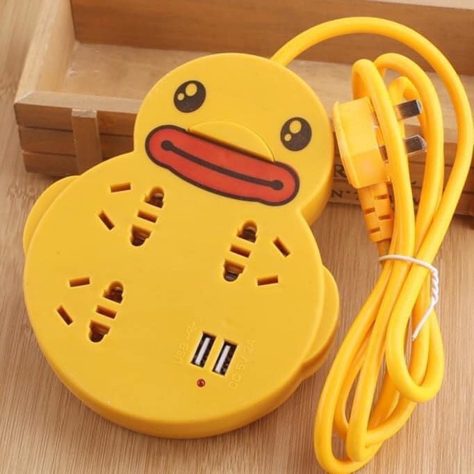 Ổ điện đa năng hình còn vịt màu vàng có cổng cắm usb Ổ cắm điện thông minh