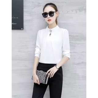 Áo sơ mi cổ trụ kèm phụ kiện sm504
