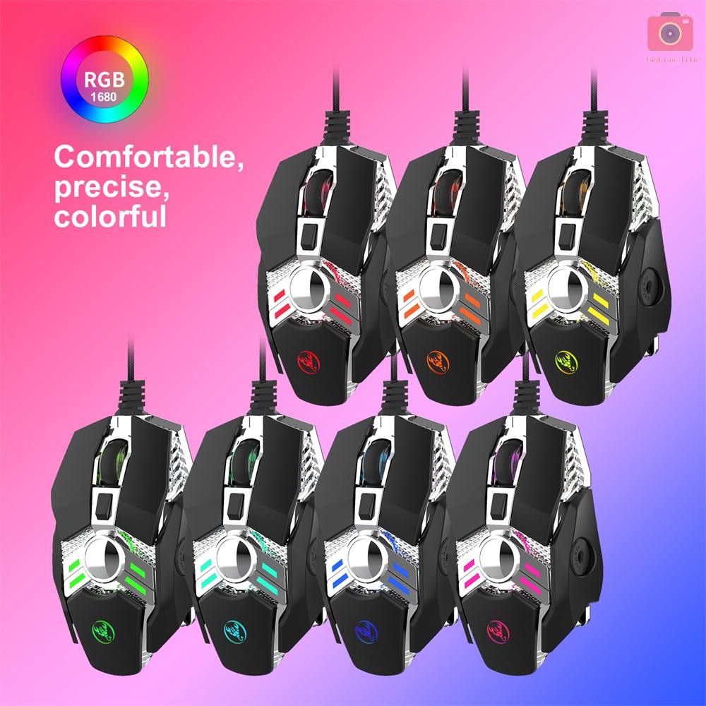 Chuột Chơi Game Hxsj J200 Có Dây Và Đèn Rgb Màu Xám