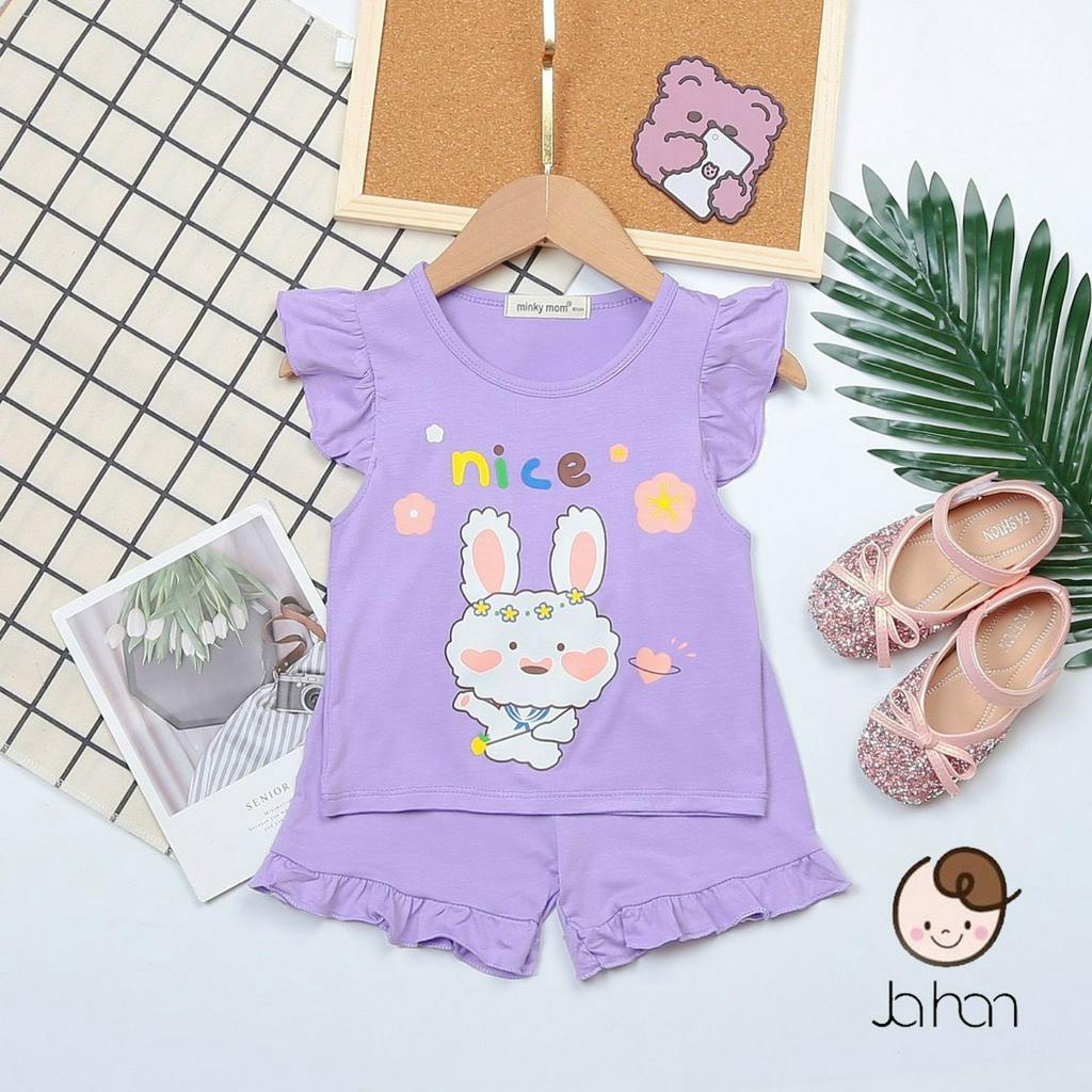 [SALE] Bộ Cộc Tay Cánh Tiên Bé Gái Minky Mom Vải Thun Lạnh Hoạ Tiết Nàng Tiên Cá, Bộ Quần Áo Cho Bé Mặc Nhà MKM2245