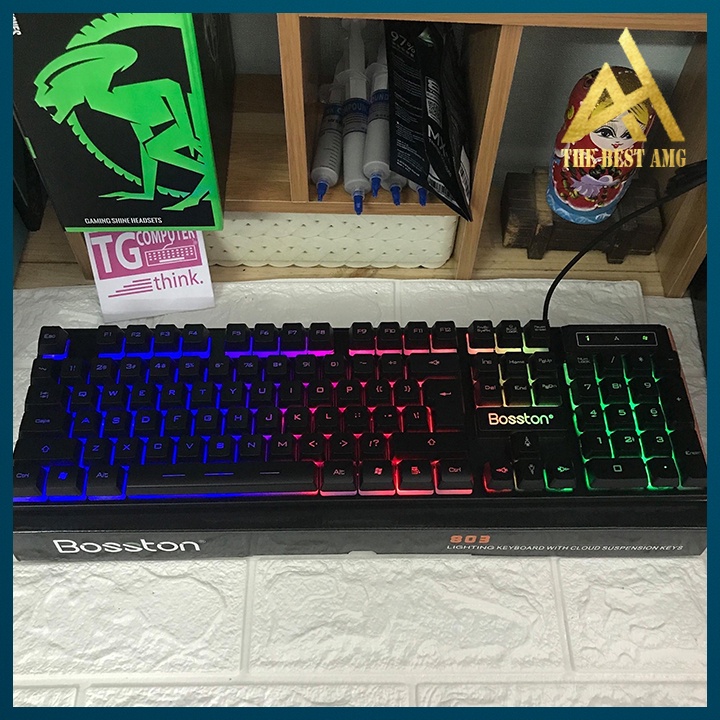Bàn Phím Gaming Chính Hãng Đèn LED 7 Màu BOSSTON K803 Chuyên Game Bàn phím Giả Cơ Máy Vi Tính PC Laptop Keyboard Có Dây