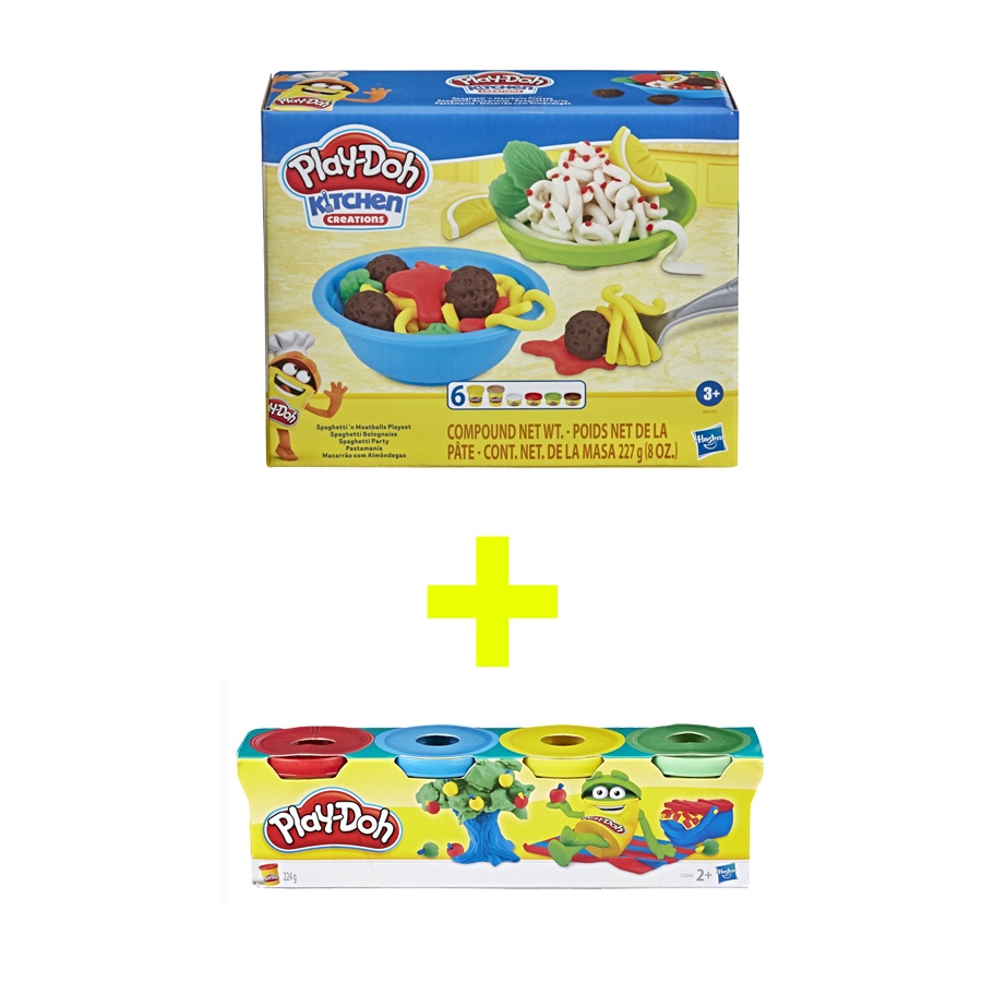 Đồ Chơi PLAYDOH Combo Bộ Khuôn Làm Bếp Cơ Bản Và Bột Nặn 4 Màu Mini CBE7253-23241 - Giao hàng ngẫu nhiên