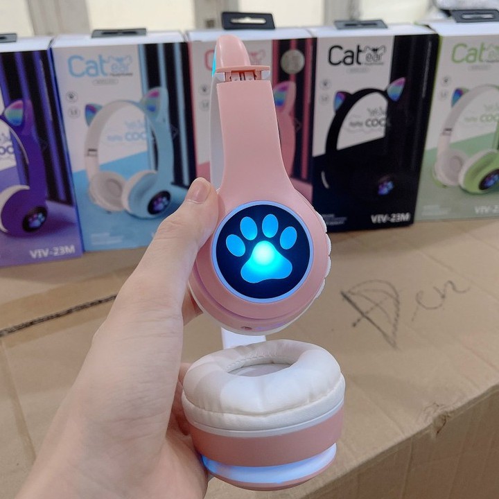 Tai nghe chụp tai mèo bluetooth không dây headphone nghe nhạc điện thoại dùng được cho cả laptop pc máy tính