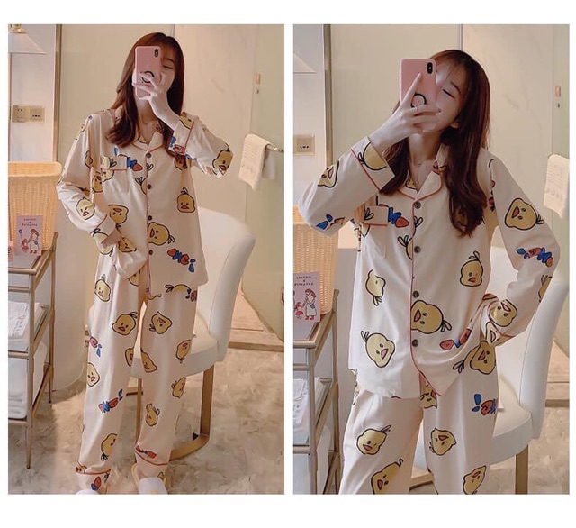 Bộ đồ ngủ cotton pijama siêu mịn, co giãn hàng y hình