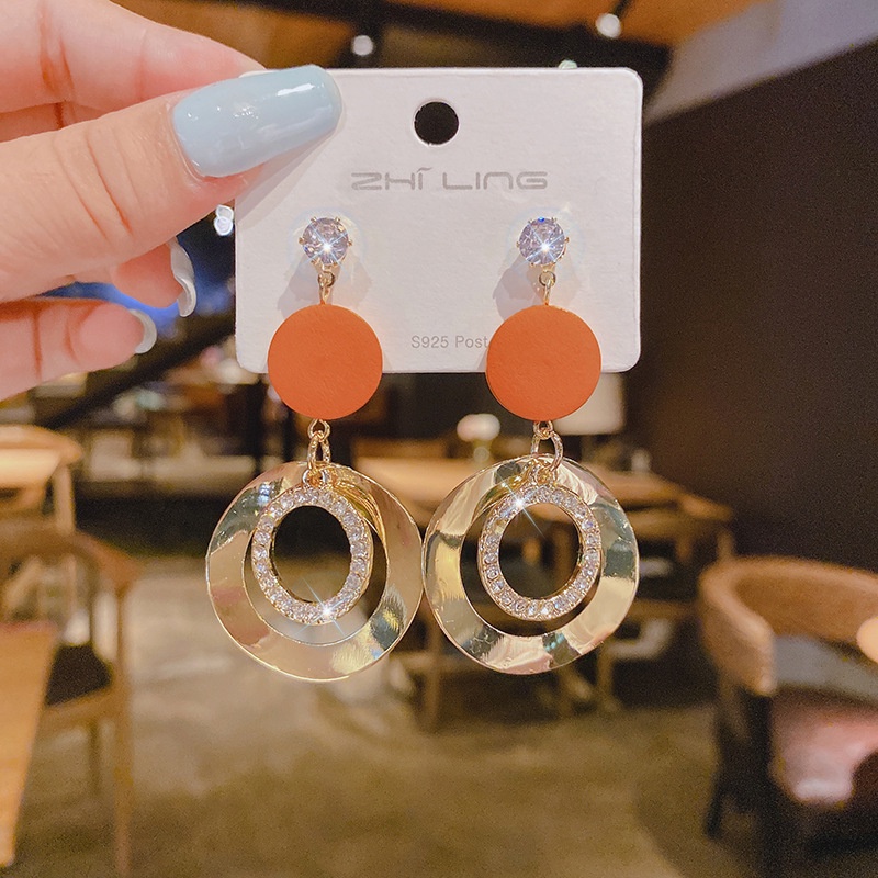 Bông Tai Mạ Bạc 925 Hai Lớp Tua Rua Dáng Dài Sang Trọng Cho Nữ