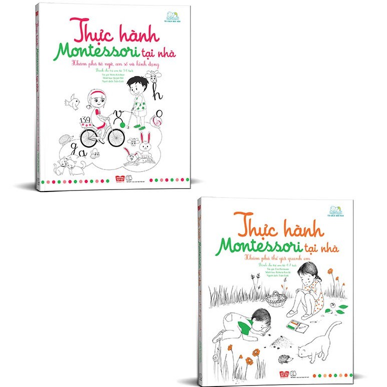 Sách - Trọn bộ thực hành montessori tại nhà (khám phá thế giới quan em + khám phá từ ngữ, con số và hình dạng)