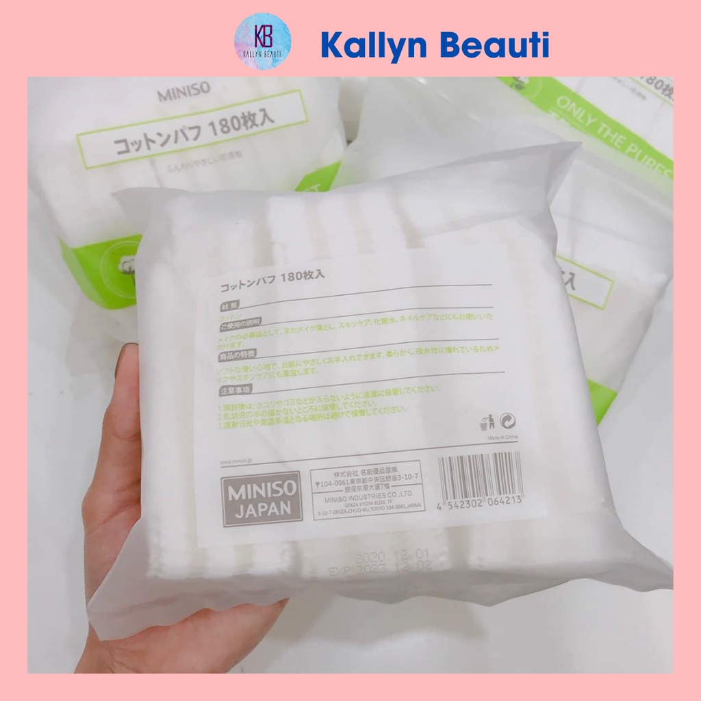 Bông Tẩy Trang Miniso 180 Miếng Từ Bông Cao Cấp Cotton Pad Kallyn Beauti