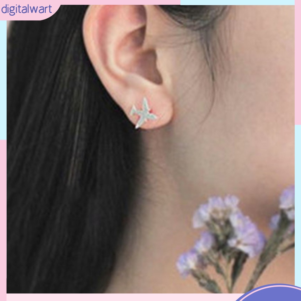 Đôi khuyên tai mạ bạc trang trí hình máy bay độc đáo