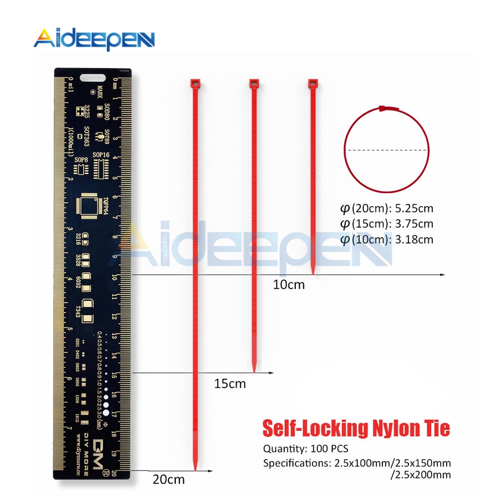 Set 100 dây rút nhựa nylon tự khóa 100mm/150mm/200mm có 10 màu đẹp mắt