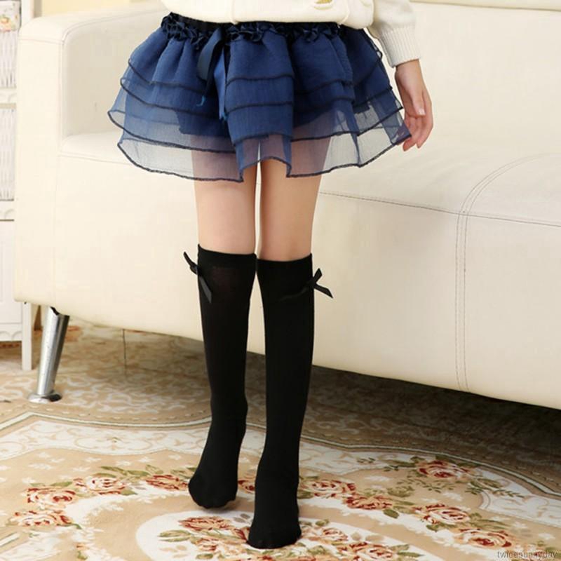 Vớ Cotton Cao Cổ Họa Tiết Sọc Ngang Xinh Xắn Dành Cho Bé Gái