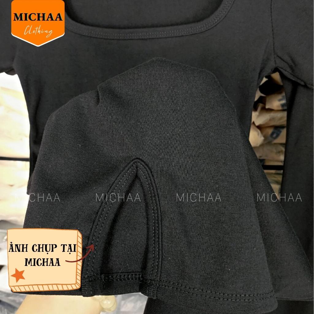 Đầm Váy Body CỔ VUÔNG XẺ ĐÙI Trước Tay Ngắn Thun Borip Kiểu Ôm Sexy Gợi Cảm - MICHAA