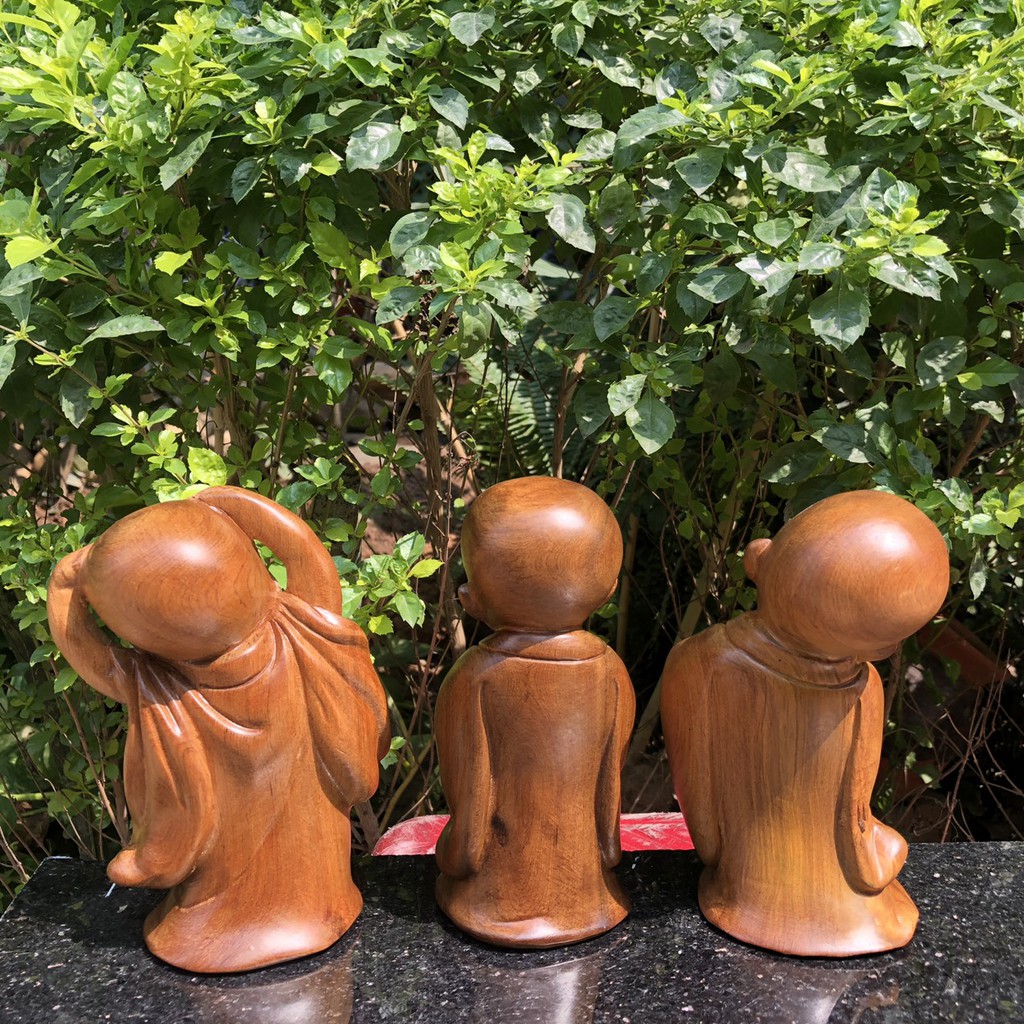 Tượng Gỗ Tam Tiểu 3 Không Tiểu Tượng Tam Không Cao 16 Cm