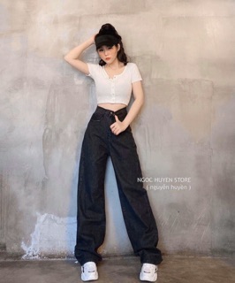 🔥Set Bộ Quần Baggy+ Crop Nút