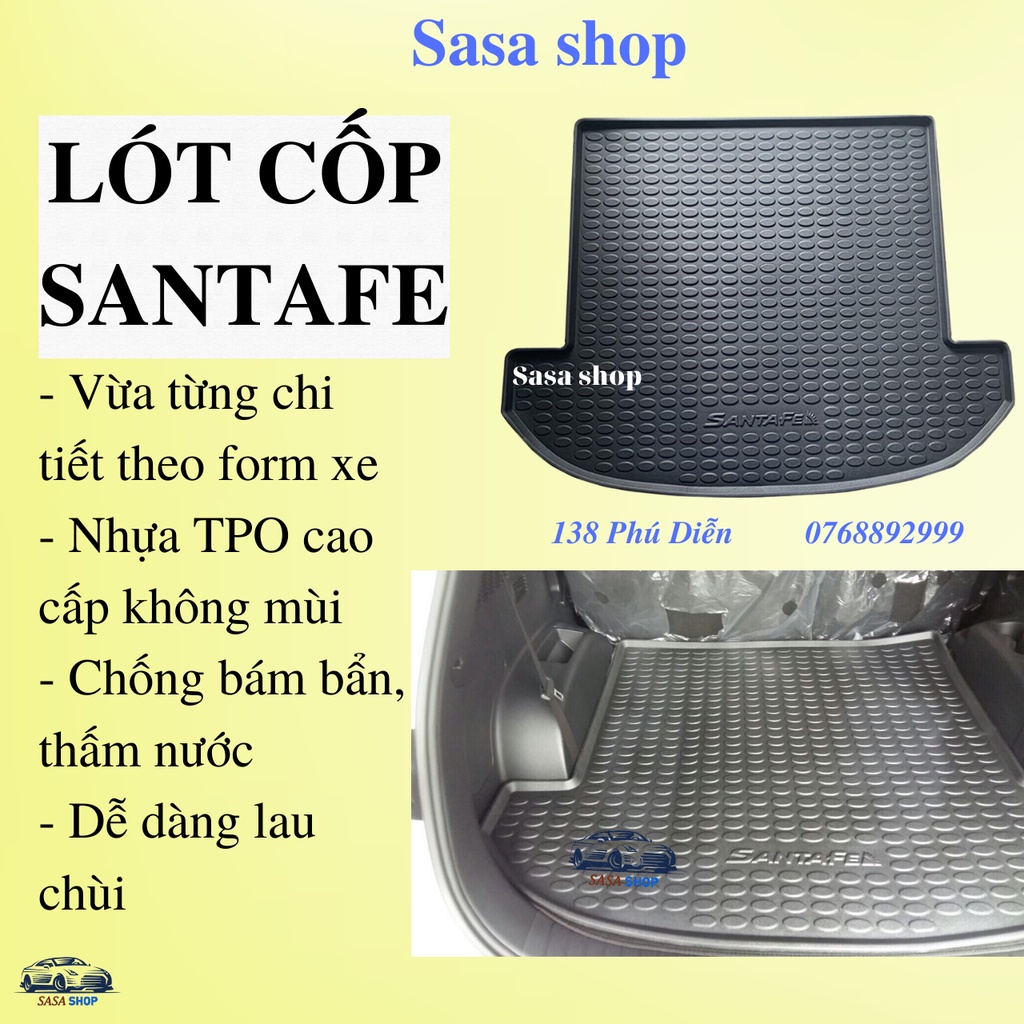 Lót cốp Santafe 2019 - 2022 - Nhựa TPO cao cấp chính hãng