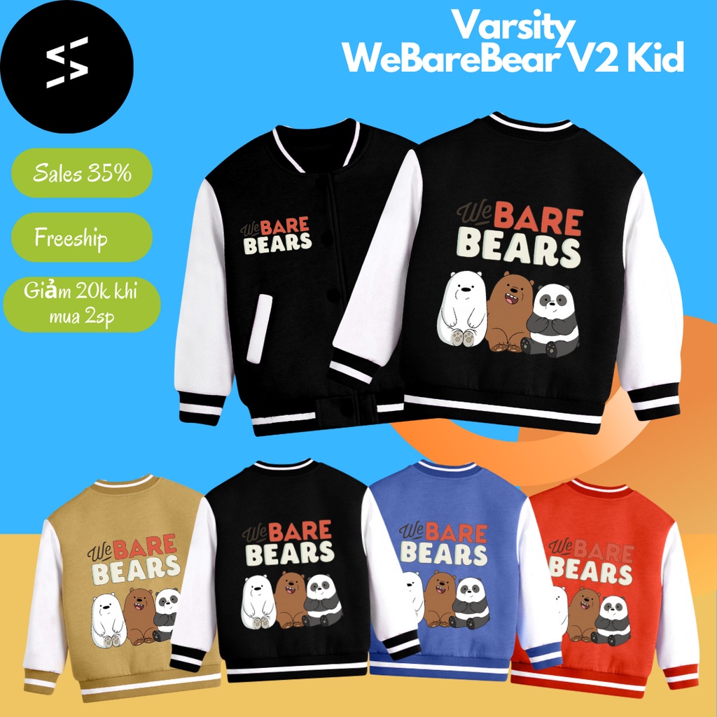 Áo Khoác Bomber Jacket Varsity Cardigan Nam Nữ Hot Trend WEBAREBEARV2