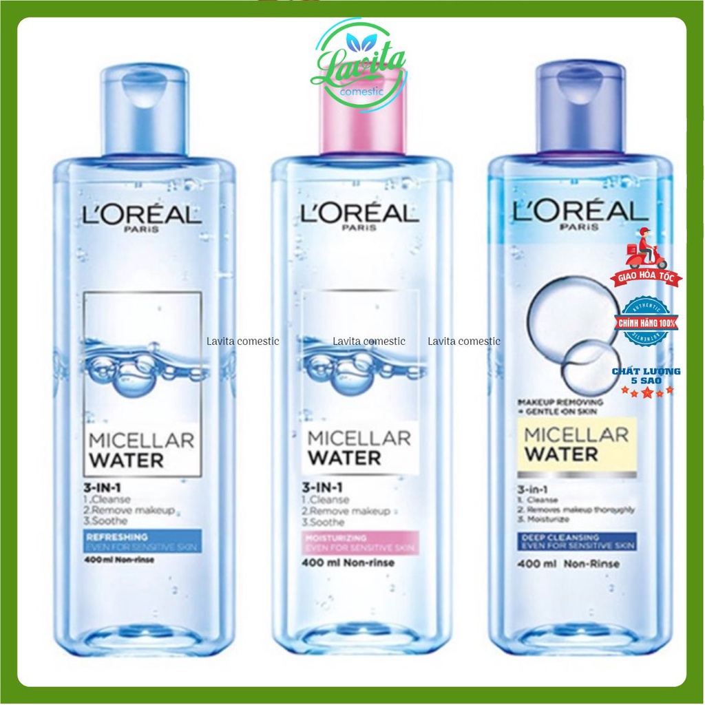 Nước tẩy trang Loreal L'Oreal Paris Micellar Water [Công Ty, Tem Phụ]