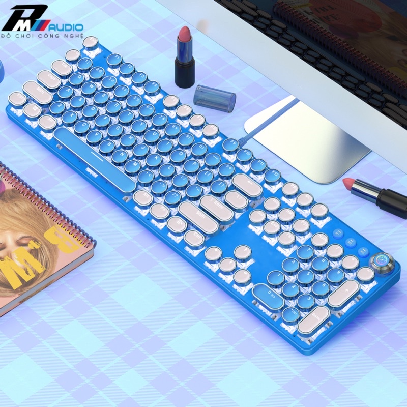 COMBO Bàn Phím Cơ ZK4 PRO Và Chuột Máy Tính Laptop G15 Nút Tròn Màu Hồng Xanh Trắng LED RGB Tự Đổi Màu Bảo Hành 1 Đổi 1