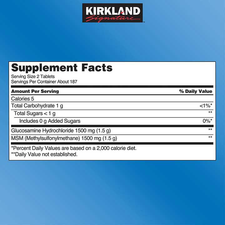 Kirkland Glucosamine HCL 1500mg with MSM 1500mg viên uống hỗ trợ xương khớp, Chai 375 viên