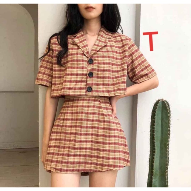 Sét crt kẻ cổ vec kèm quần trong TTB776