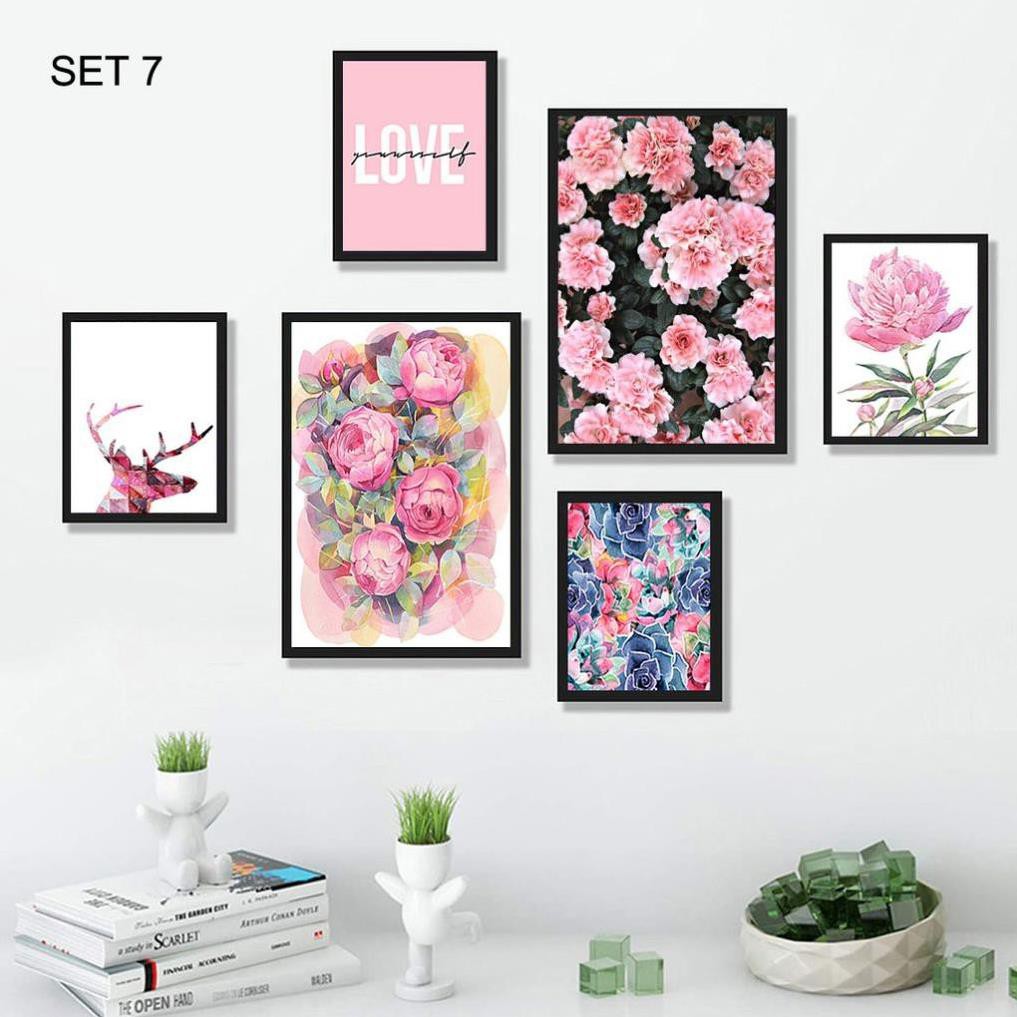 Bộ 6 Tranh Treo Tường Tráng Gương Decor Phòng Khách/ Ngủ/ Nhà Cửa/Cầu Thang Hiện Đại Vintage Bàn Học Phòng Trọ