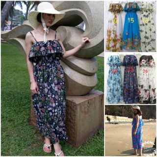 Đầm maxi voan 2 dây bèo ngực