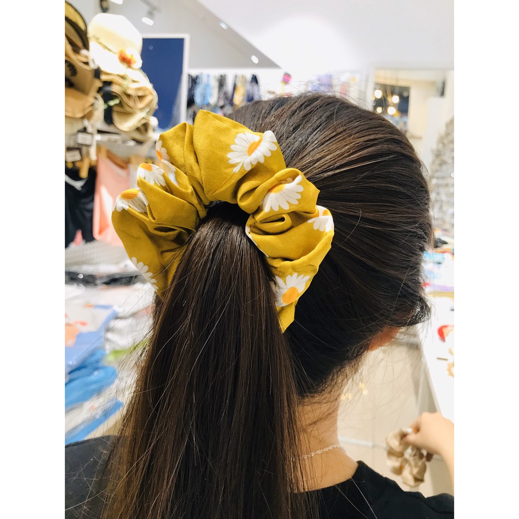 [Nowship2h] Cột Tóc, Dây Cột SCRUNCHIES Bông Cúc Nhiều Màu - Mã DT001