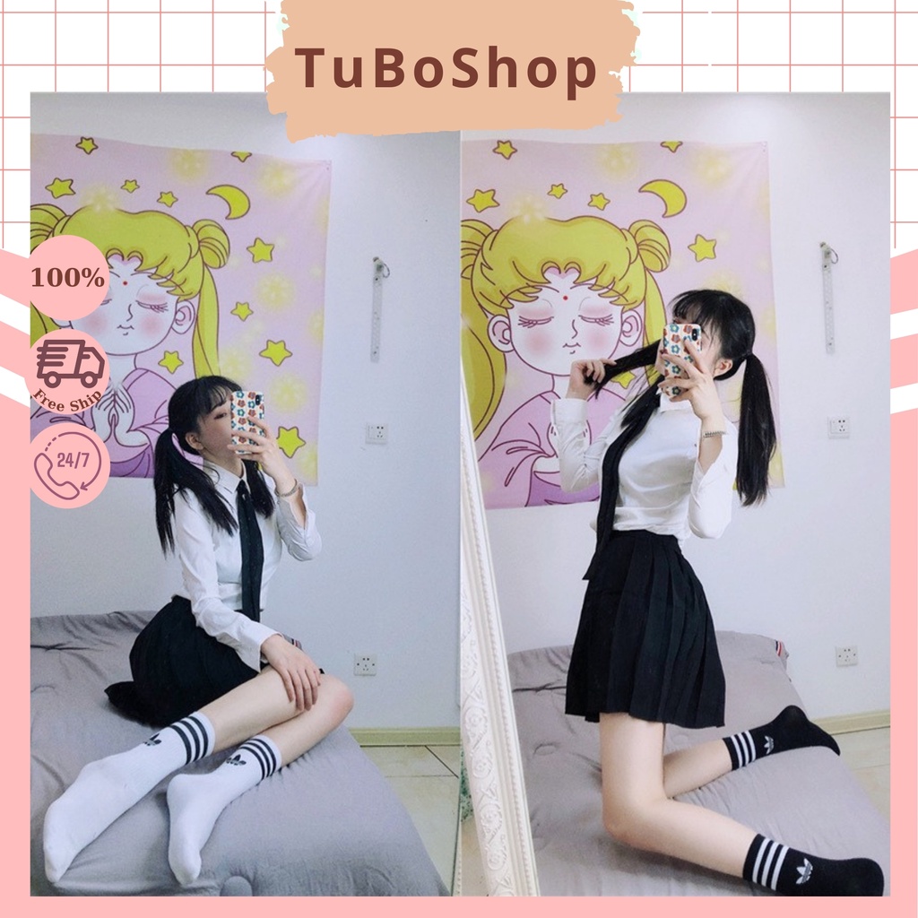 Vớ nữ cổ cao Tuboshop , tất dài nữ siêu cao cổ 3 sọc thấm hút mồ hôi, kháng khuẩn, khử mùi, độ dài 19cm