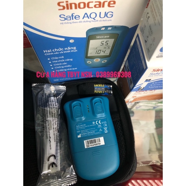❤ TẶNG 100 TEST Máy Đo Tiểu Đường,đường huyết Và Axit Uric  2 Trong 1 Sinocare AQ UG