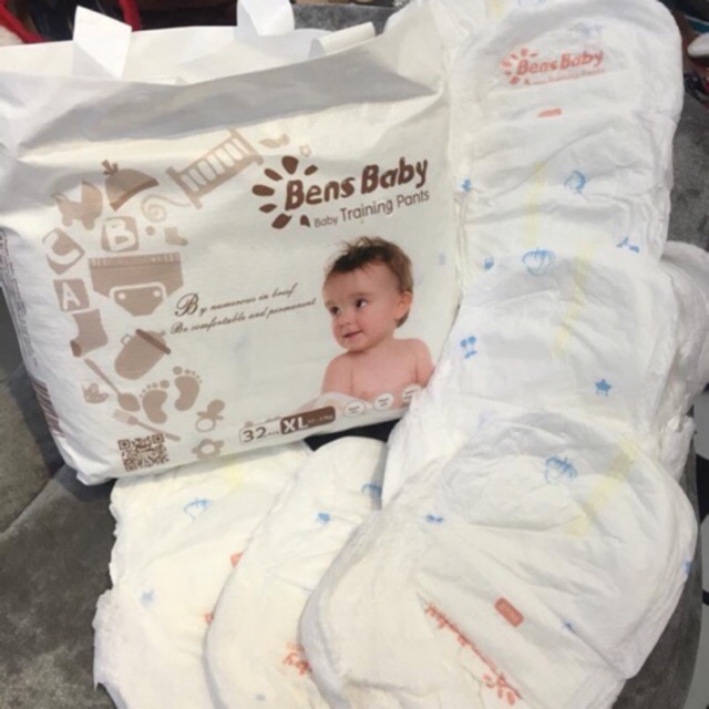 Bens Baby Size bỉm quần  Size M (6-11kg) 40 miếng Size L (9-14kg) 36 miếng Size XL(12-17kg) 32 m,Size XXL(17-23kg) 30m