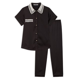 𝗛𝗮̀𝗻𝗴 𝗰𝗵𝗶́𝗻𝗵 𝗵𝗮̃𝗻𝗴 Set Đồ Ngủ Pyjama lụa cổ ren đôi 2 màu cao cấp - ON WORKSHOP