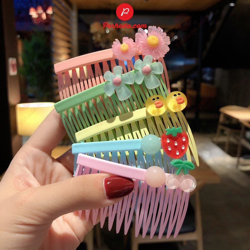 Xược Tóc Mái Nửa Đầu Nhựa Dẻo, Bờm Tóc Gắn Họa Tiết Hoa Dễ Thương Cho Bé Gái