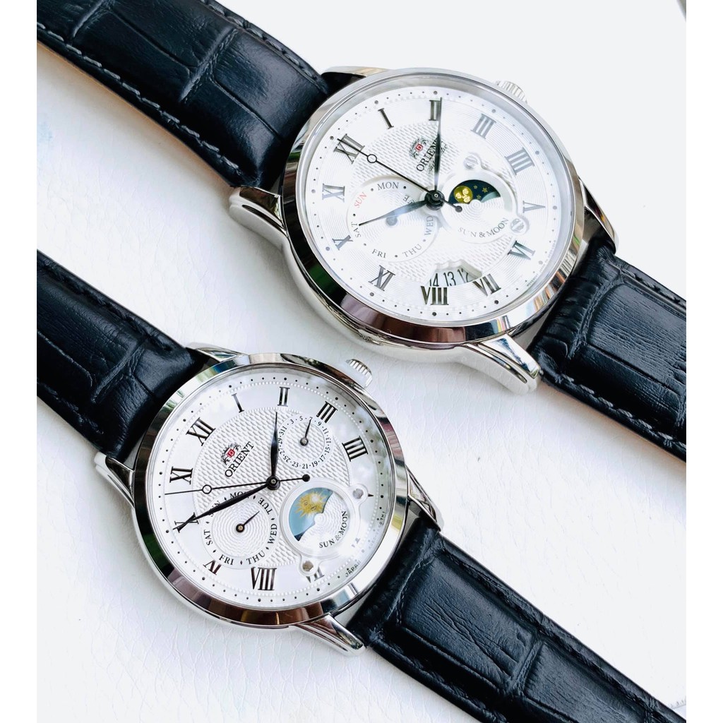 Đồng hồ đôi Orient Sun & Moon - Máy Automatic nam, Máy Quartz Pin nữ - Kính Sapphire