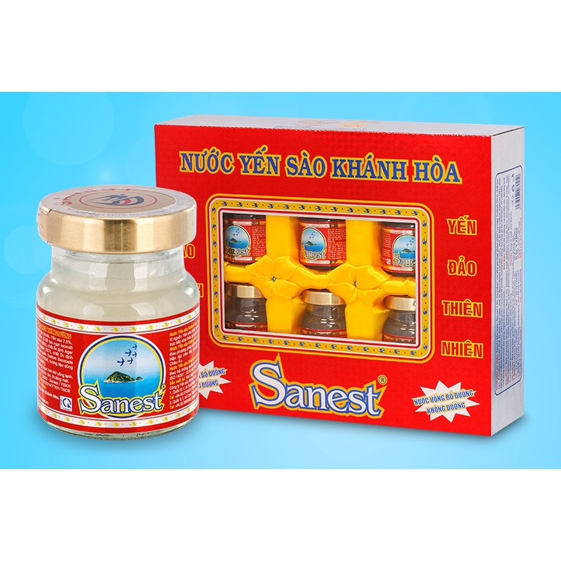 HỘP 6 LỌ NƯỚC YẾN SÀO CAO CẤP SANEST KHÁNH HÒA 70ML CÓ ĐƯỜNG/ KHÔNG ĐƯỜNG