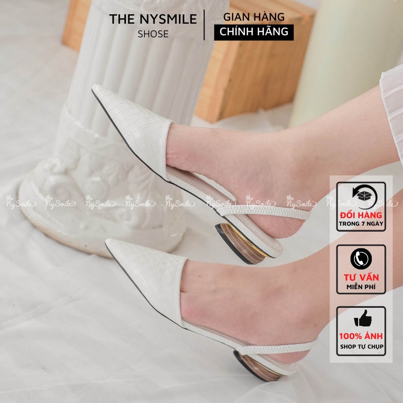 Giày búp bê cao 1cm da đan thun gót - Thenysmile - Super 1 2