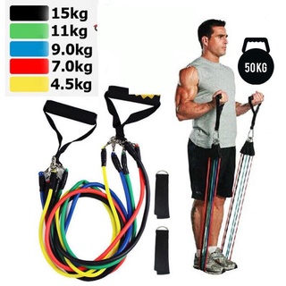 Dây kháng lực tập gym ngũ sắc đa năng full body - dụng cụ tập gym kháng lực 9fitshop