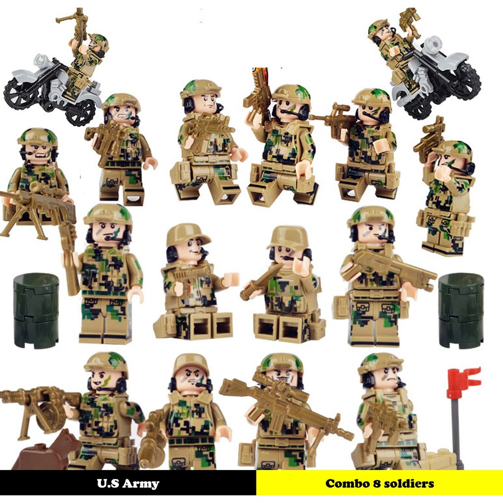 Minifigures Lính đặc chủng Hoa kỳ - U.S Army soldiers - Combo 8 lính full phụ kiện