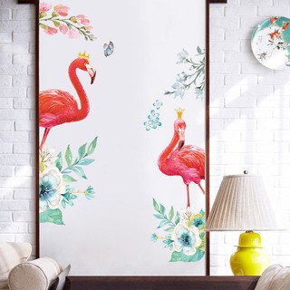 Decal dán tường đôi hồng hạc