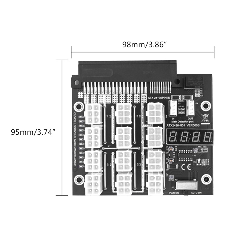 Bo Mạch Nguồn 36 + 24pin Sang 12x 6Pin CPU Server 2200W ATX2436-N01