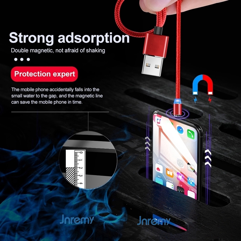 Cáp Sạc Usb Nam Châm Có Đèn Led Cho Iphone Android