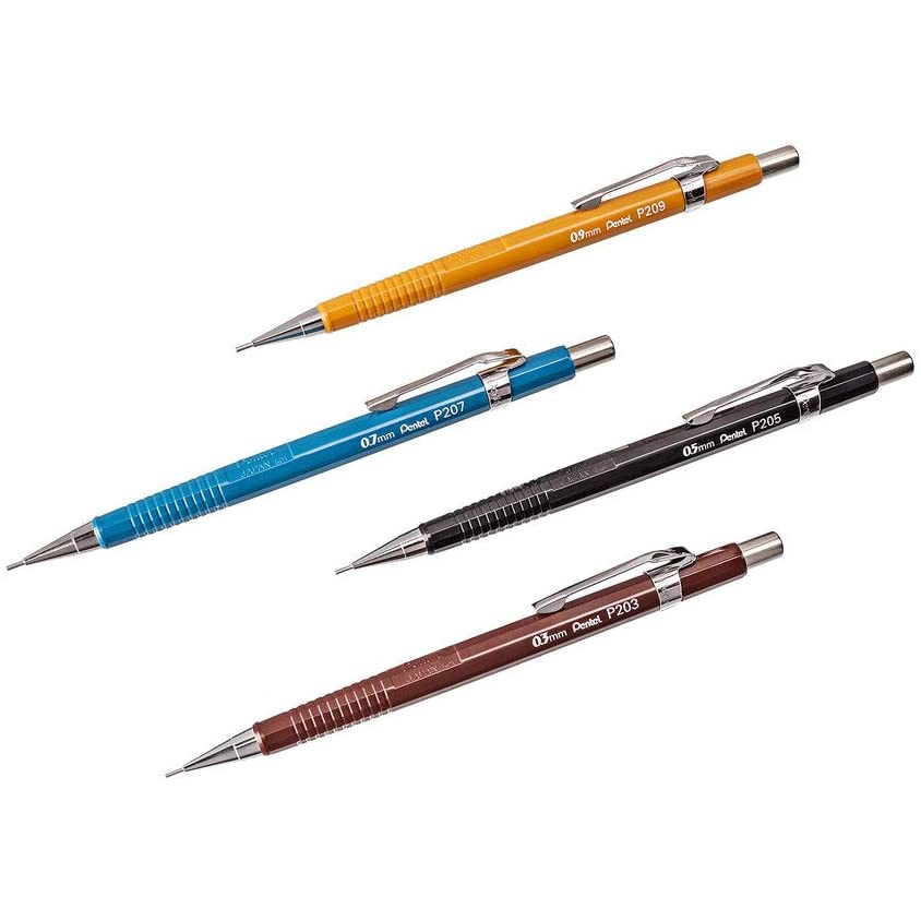 Bút Chì Kim Pentel P205 Ngòi  nét 0.5mm | Chì Kim Bấm / Đầu Bút Bằng Inox Chống Gỉ / Ngòi Tự Xoay Cho Nét Chì Đều
