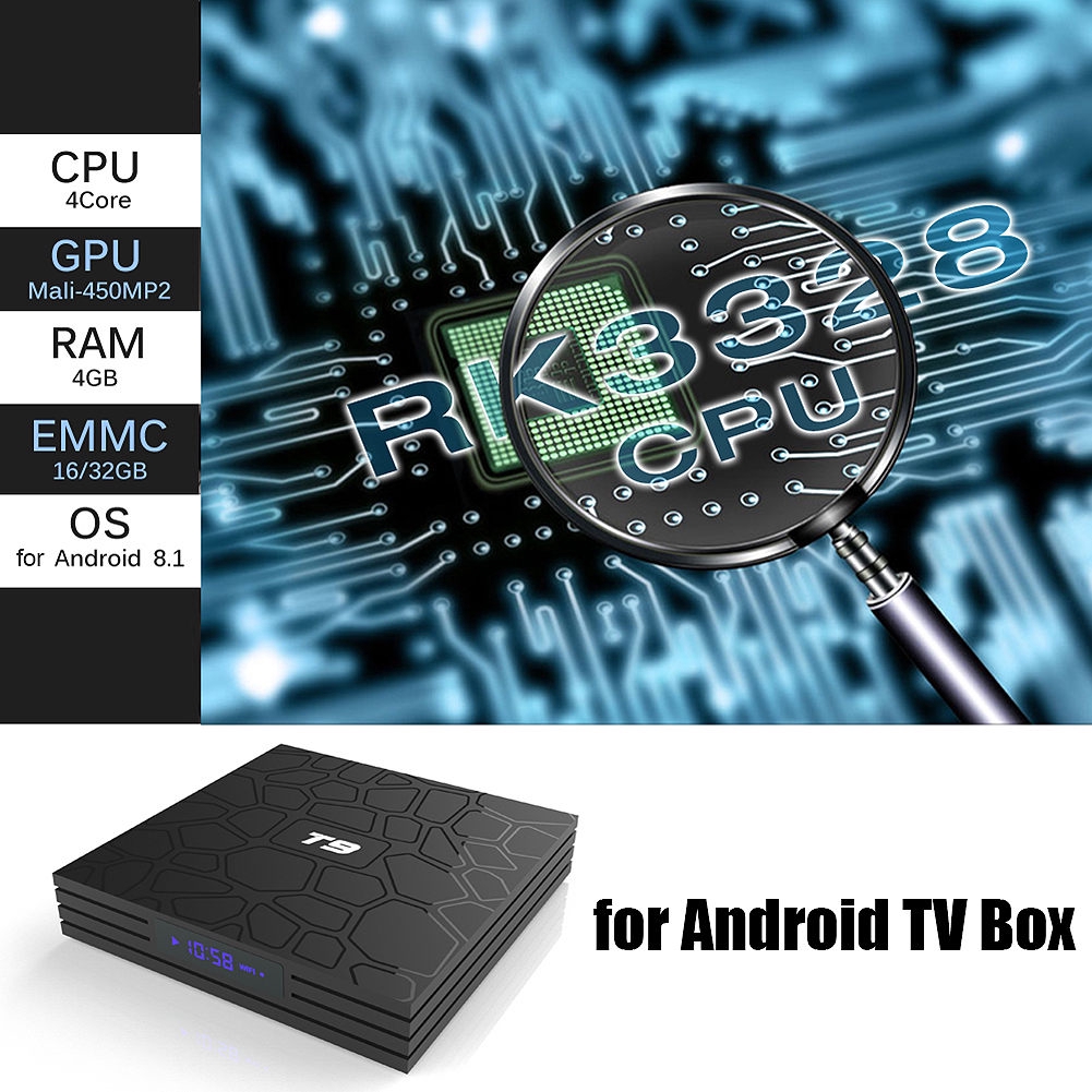 Thiết bị chuyển đổi TV thường thành smart TV T9 RK3328 4K 2.4G WIFI Bluetooth USB 3.0 32GB Smart TV Box Android 8.1