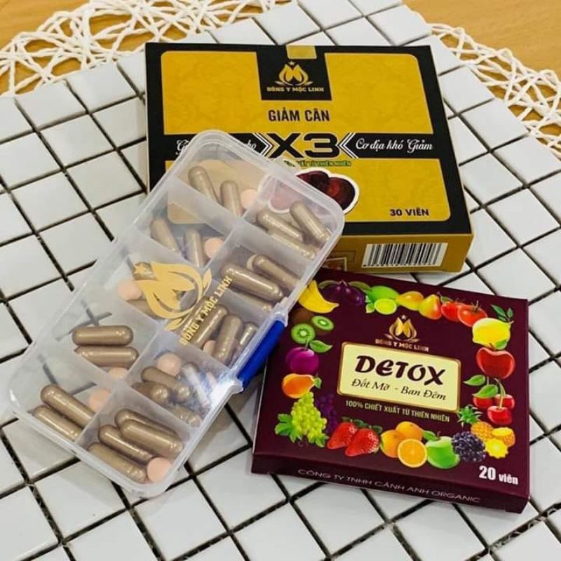 (Cam Kết Chính Hãng)Detox x3  - Đông Y Mộc Linh Slim X3 Chuyên giảm mỡ bụng hiệu quả