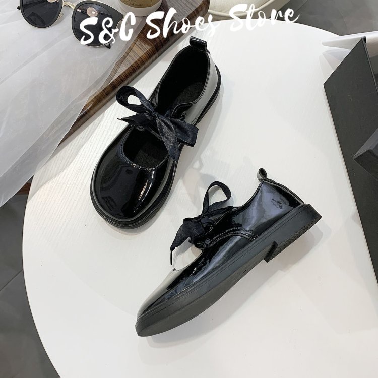 Tăng giá sau 100 đôi！！ Giày Mary Jane Da Cao 2CM Thắt Nơ Chất Lượng Cao Cho Nữ
