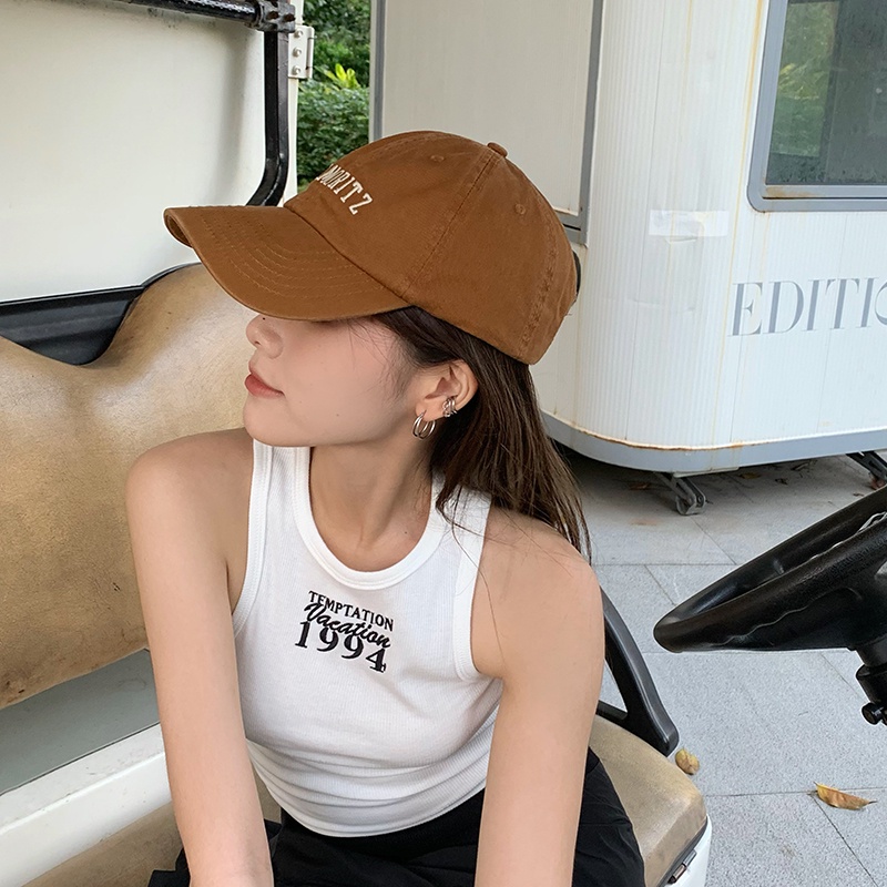 Mũ Lưỡi Trai Mềm Chống Nắng In Chữ Phong Cách Retro Mỹ Cho Nam Nữ