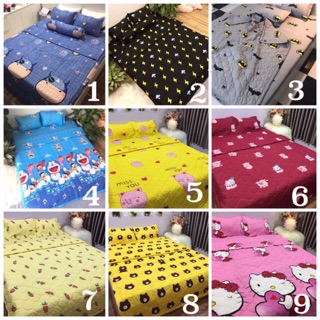 Bộ ga gối chăn hè chần bông poly cottong