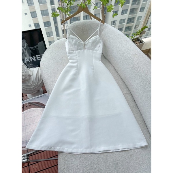 Đầm xoè 2 dâp xếp ly ngực