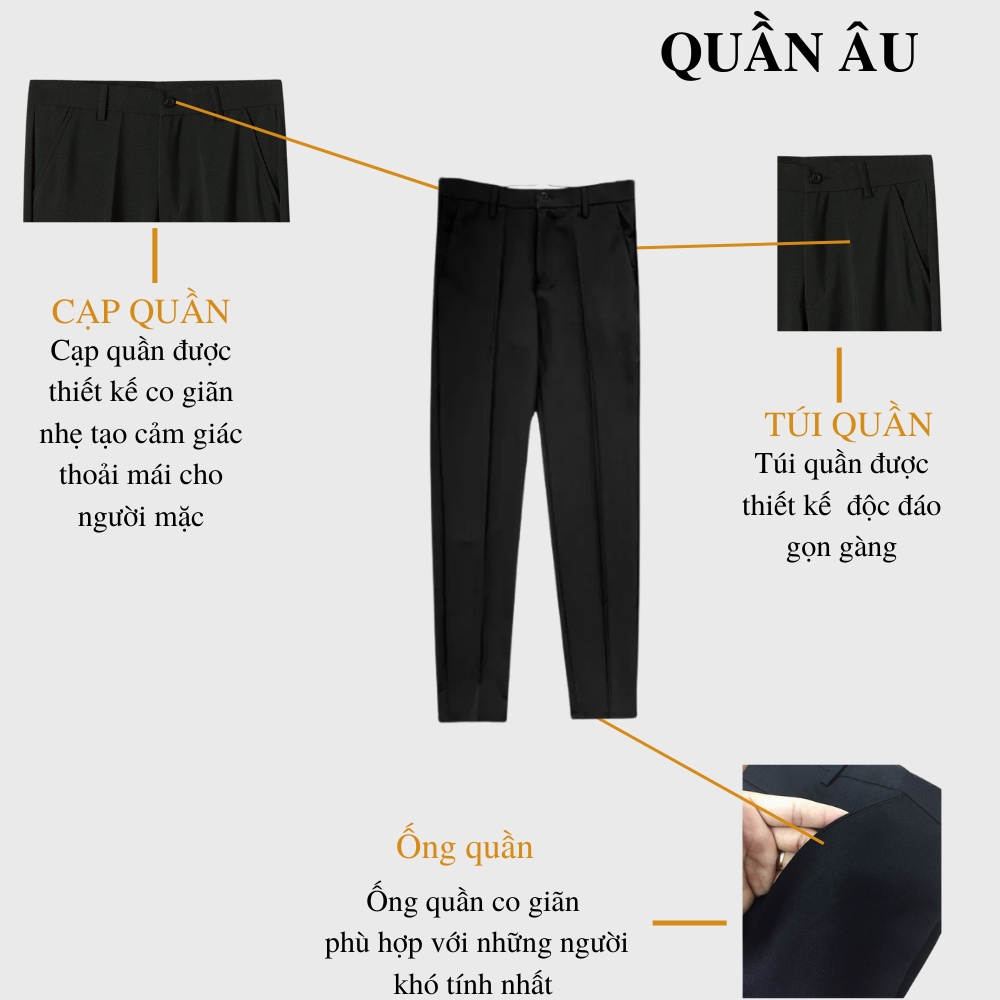 Quần âu nam ống côn thêu họa tiết PANTONI vải lụa co giãn,quần tây nam không nhăn không xù 3 màu(QATO)
