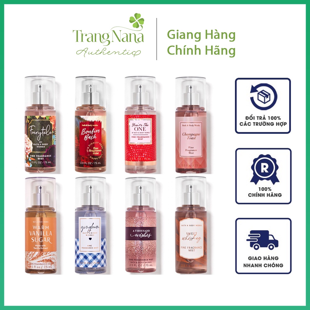 Xịt Thơm Body TRAVEL SIZE body mist hương nước hoa Bath And Body Works Full Size 75ml