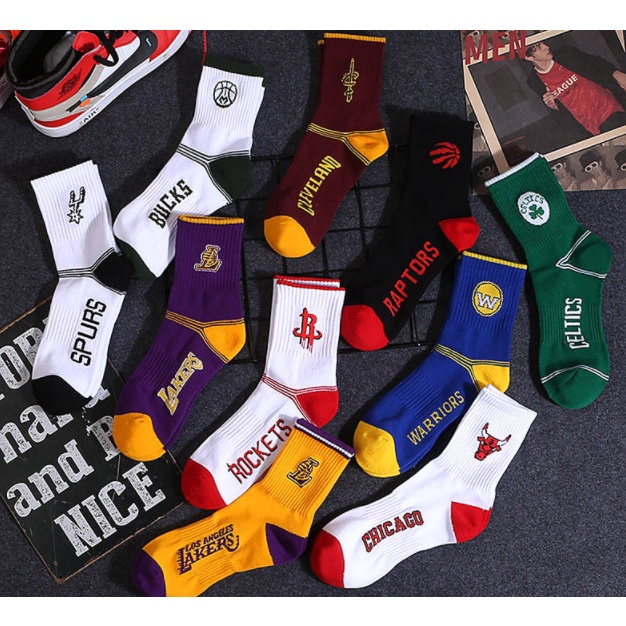 Vớ NBA LAKERS cao cổ phong cách bóng rổ Nam Nữ thể thao, năng động.